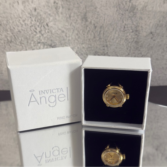 Invicta Angel Women's Ring Watch 17.5mm, GOLD (44483) $199 MSRP-NEW IN BOX - Picture 4 of 10